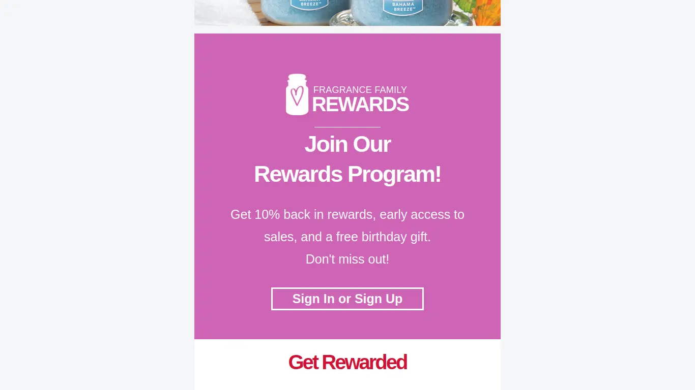 My recreation of the second part of the Yankee Candle email