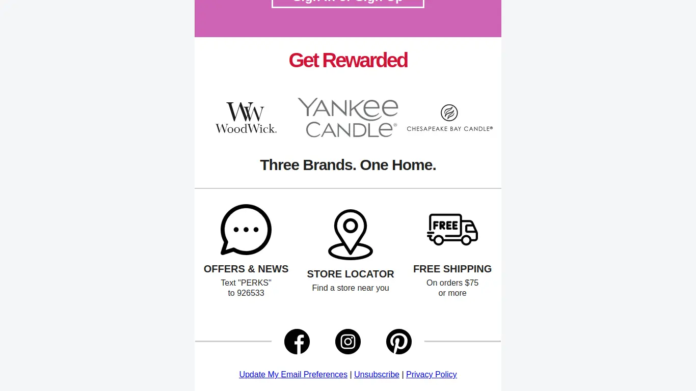 My recreation of the third part of the Yankee Candle email