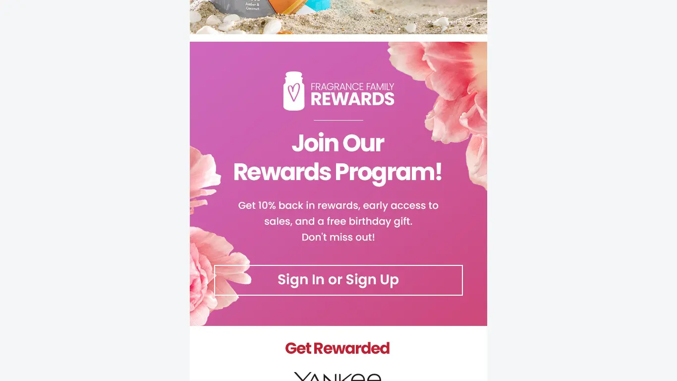 Second screenshot from Yankee Candle Promotional Email